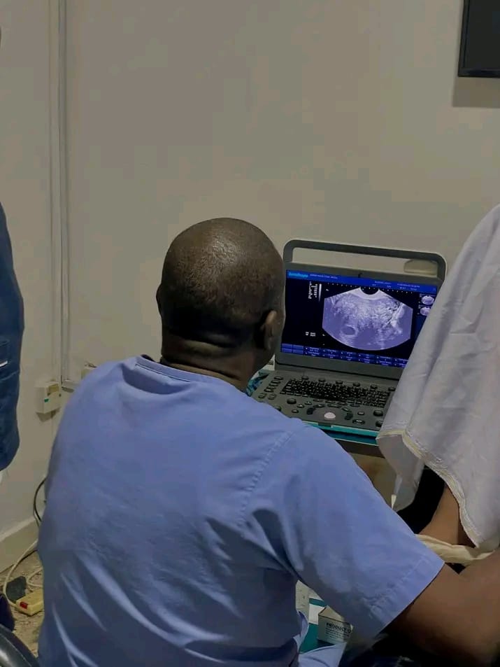Our sonographer reviewing an ultrasound scan during a prenatal check-in